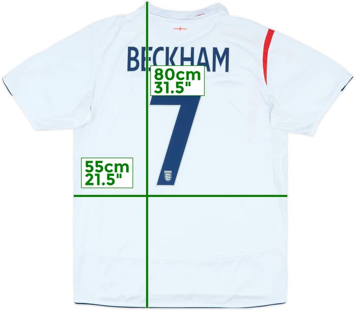 2005-07 England Home Shirt Beckham #7 - 7/10 - (XL)