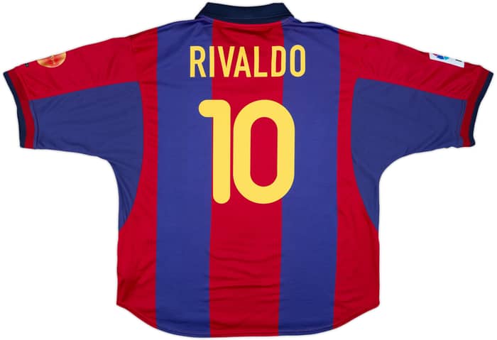 2000-01 Barcelona Home Shirt Rivaldo #10 - 8/10 - (XXL)