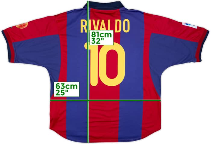2000-01 Barcelona Home Shirt Rivaldo #10 - 8/10 - (XXL)
