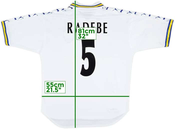 1998-00 Leeds United Home Shirt Radebe #5 - 7/10 - (L)