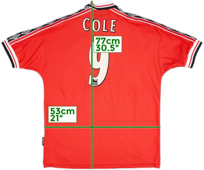 1998-00 Manchester United Home Shirt Cole #9 - 7/10 - (L)