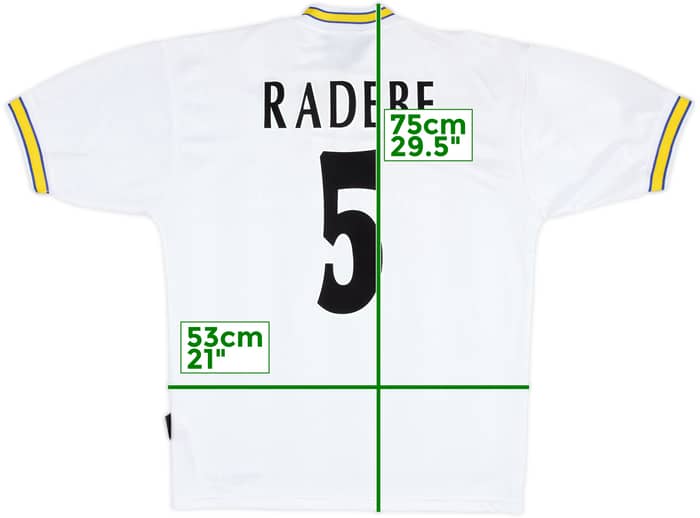 1996-98 Leeds United Home Shirt Radebe #5 - 8/10 - (M)
