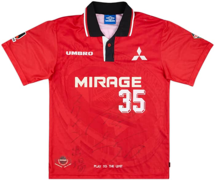 1997 Urawa Red Diamonds Signed Home Shirt #35 (Nagai) - 4/10 - (S)
