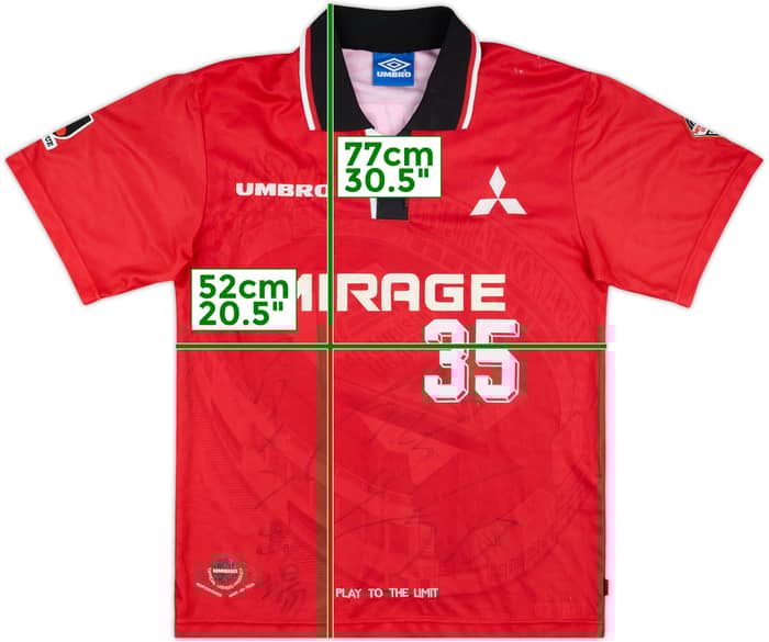 1997 Urawa Red Diamonds Signed Home Shirt #35 (Nagai) - 4/10 - (S)