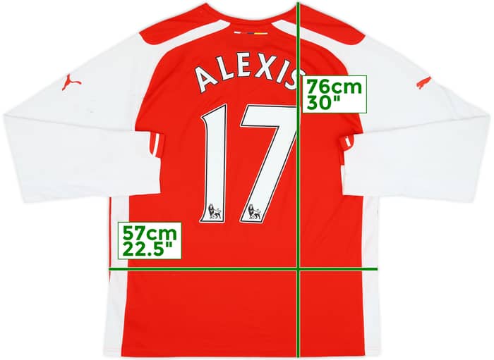 2014-15 Arsenal Home L/S Shirt Alexis #17 - 7/10 - (XL)