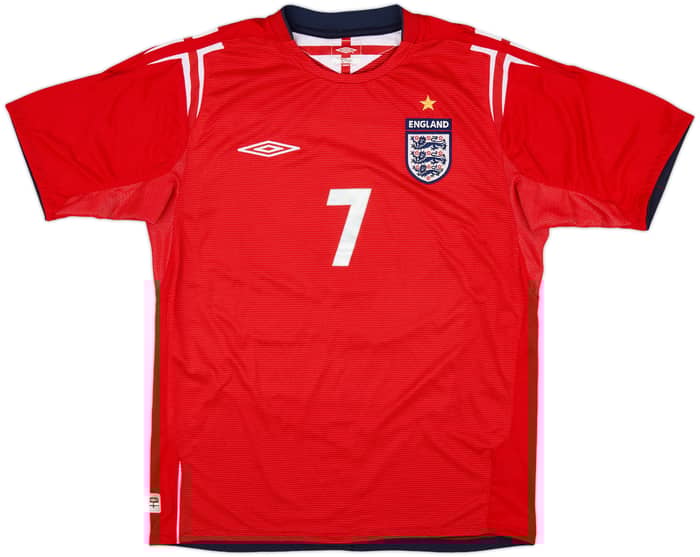 2004-06 England Away Shirt Beckham #7 - 7/10 - (M)