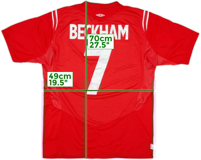 2004-06 England Away Shirt Beckham #7 - 7/10 - (M)