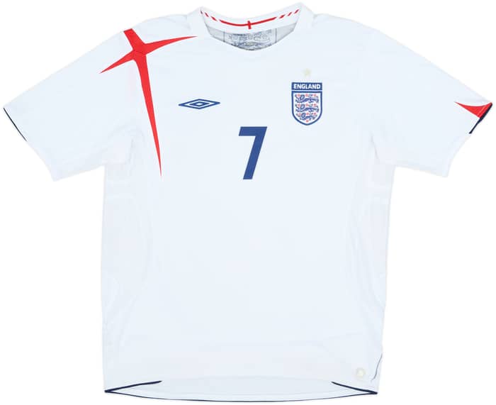 2005-07 England Home Shirt Beckham #7 - 6/10 - (L)