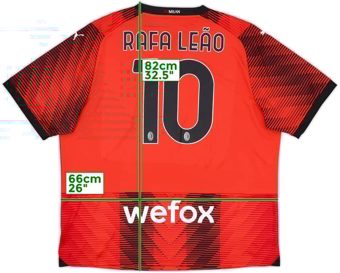 2023-24 AC Milan Home Shirt Rafa Leao #10 - 9/10 - (XXL)