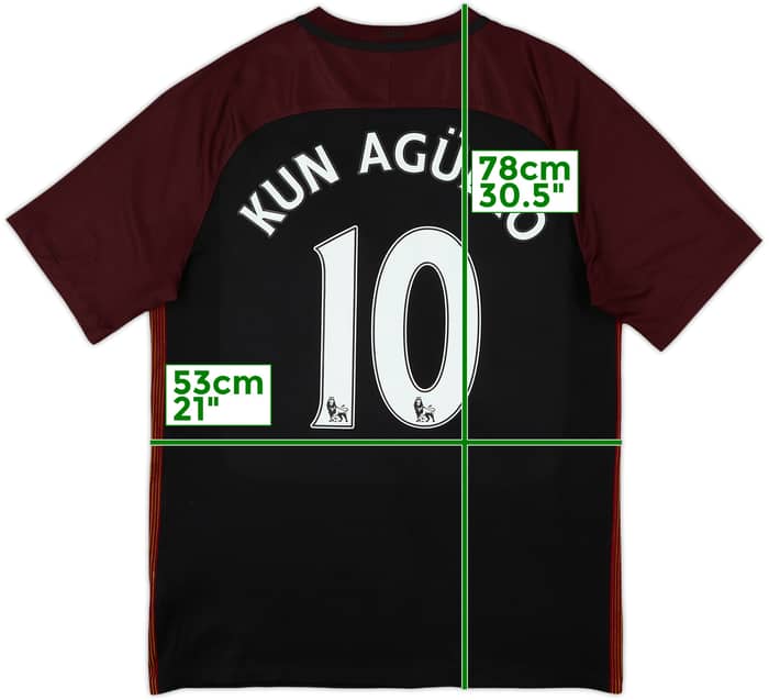2016-17 Manchester City Away Shirt Kun Aguero #10 - 8/10 - (L)