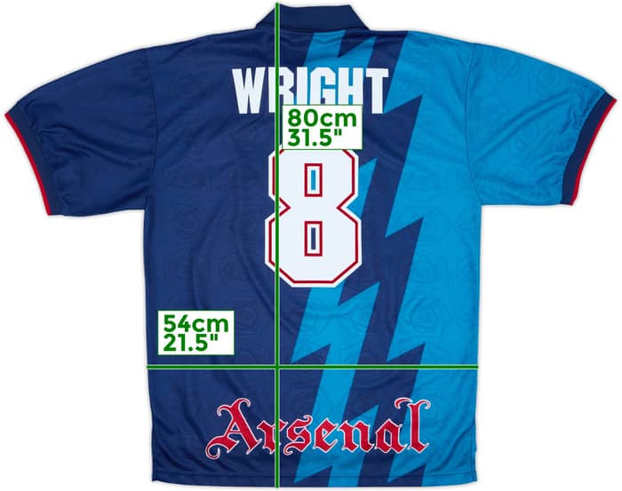1995-96 Arsenal Away Shirt Wright #8 - 8/10 - (XL)