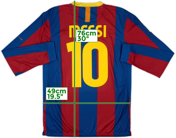 2010-11 Barcelona Home L/S Shirt Messi #10 - 7/10 - (M)