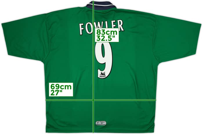 1999-00 Liverpool Away Shirt Fowler #9 - 7/10 - (XXL)