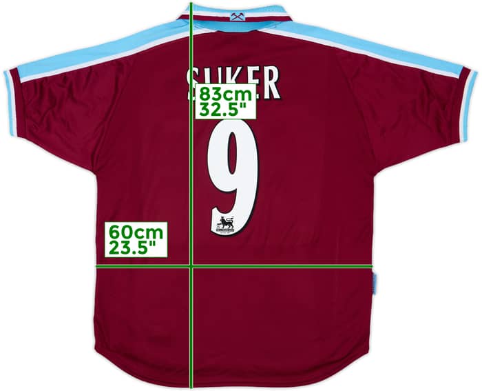 1999-01 West Ham Home Shirt Suker #9 - 8/10 - (XL)