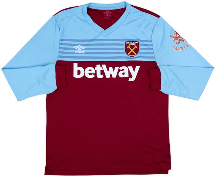 2019-20 West Ham Home L/S Shirt Noble #16 - 9/10 - (XL)