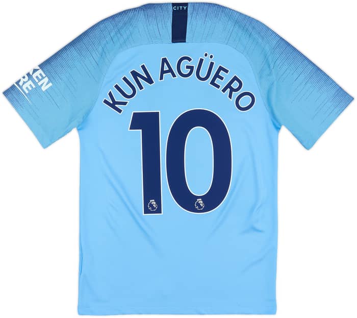 2018-19 Manchester City Home Shirt Kun Aguero #10 - 6/10 - (S)