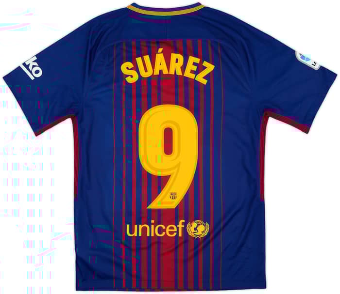 2017-18 Barcelona Home Shirt Suarez #9 - 8/10 - (S)
