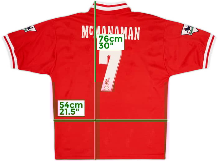 1996-98 Liverpool Home Shirt Mcmanaman #7 - 8/10 - (M)