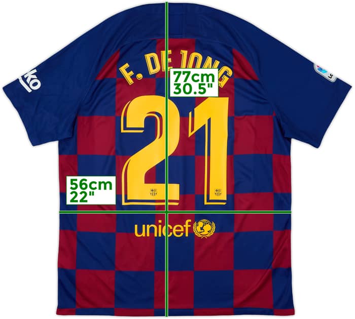 2019-20 Barcelona Home Shirt F.De Jong #21 - 8/10 - (XL)