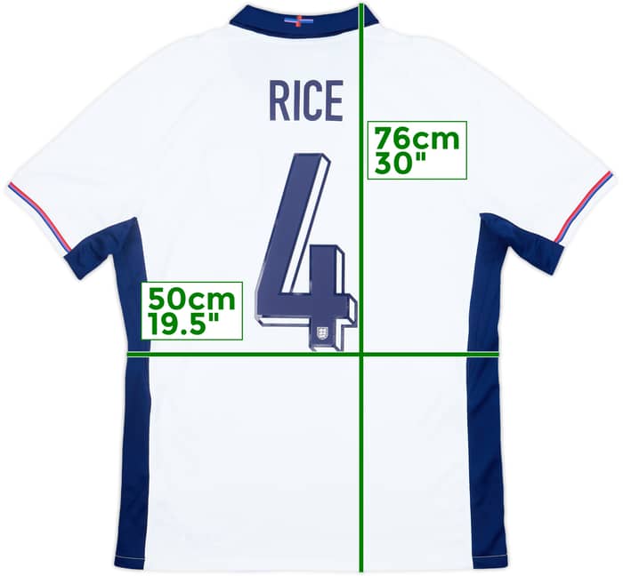 2024-25 England Home Shirt Rice #4 - 10/10 - (M)
