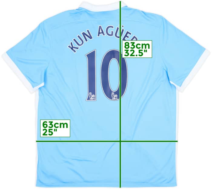 2015-16 Manchester City Home Shirt Kun Aguero #10 - 10/10 - (XXL)