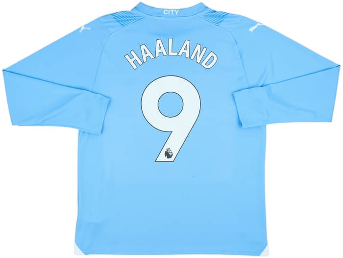 2023-24 Manchester City Home L/S Shirt Haaland #9 - 6/10 - (L)
