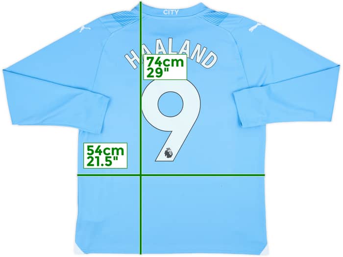 2023-24 Manchester City Home L/S Shirt Haaland #9 - 6/10 - (L)