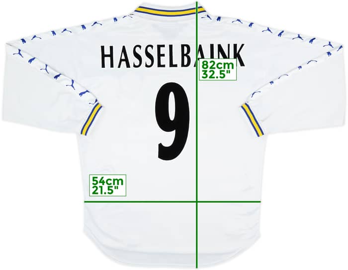 1998-00 Leeds United Home L/S Shirt Hasselbaink #9 - 8/10 - (L)