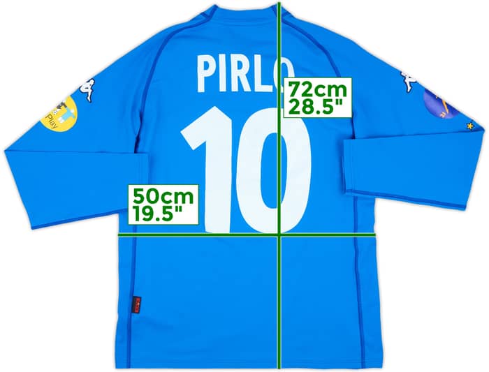 2000 Italy U21 European Championship Home L/S Shirt Pirlo #10 - 8/10 - (XXL)
