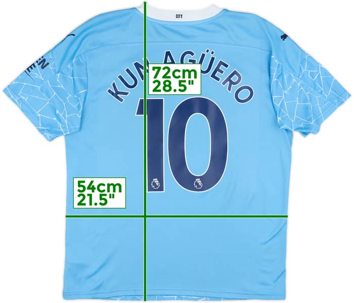 2020-21 Manchester City Home Shirt Kun Aguero #10 - 8/10 - (L)