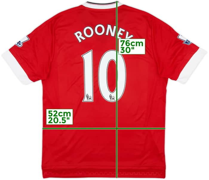2015-16 Manchester United Home Shirt Rooney #10 - 8/10 - (L)