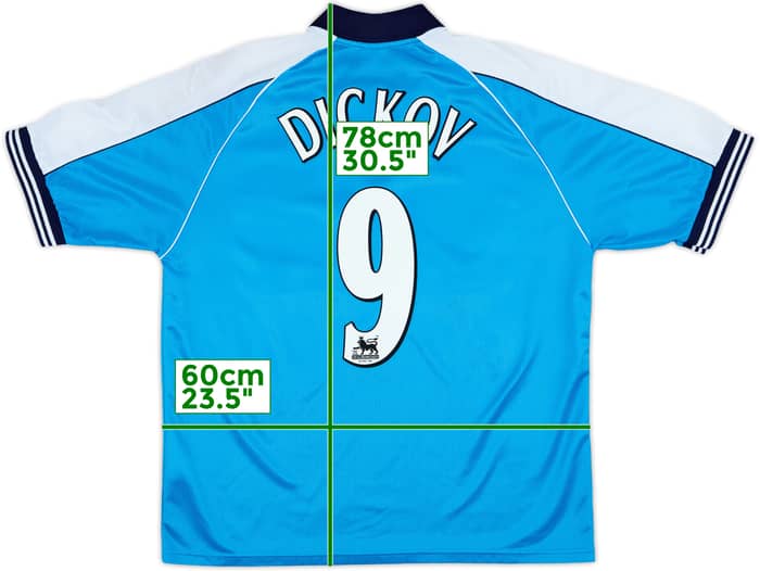 1999-01 Manchester City Home Shirt Dickov #9 - 8/10 - (L)