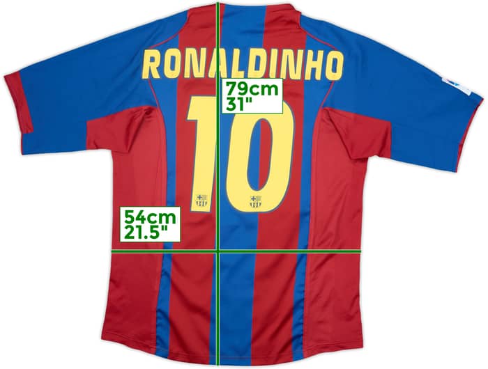 2004-05 Barcelona Home Shirt Ronaldinho #10 - 8/10 - (L)