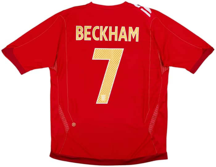 2006-08 England Away Shirt Beckham #7 - 8/10 - (L)