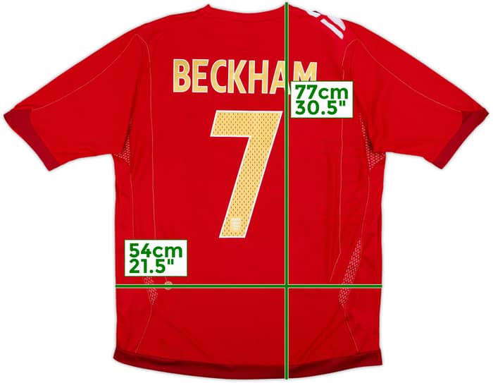 2006-08 England Away Shirt Beckham #7 - 8/10 - (L)