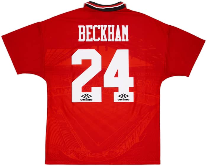 1994-96 Manchester United Home Shirt Beckham #24 - 8/10 - (L)