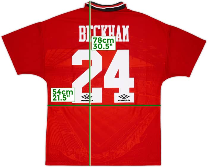 1994-96 Manchester United Home Shirt Beckham #24 - 8/10 - (L)