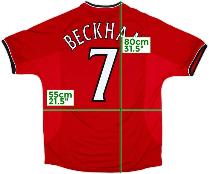 2000-02 Manchester United Home Shirt Beckham #7 - 8/10 - (L)