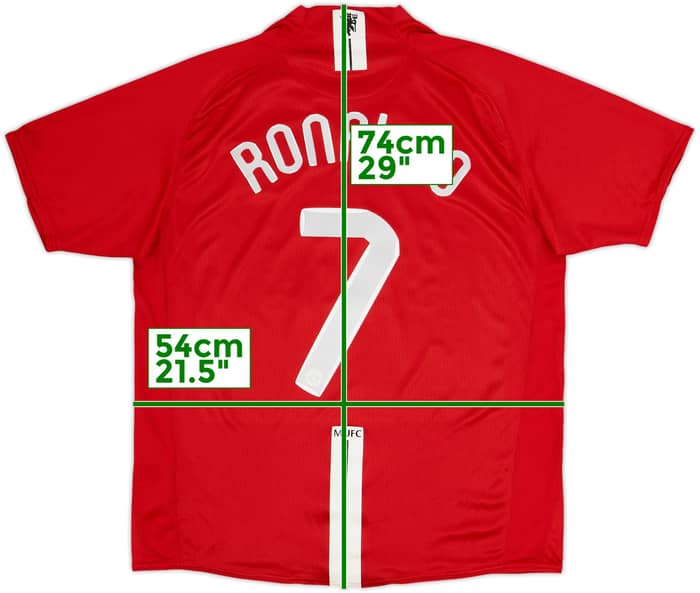 2007-09 Manchester United Camiseta Local Ronaldo #7 - 8/10 - (L)