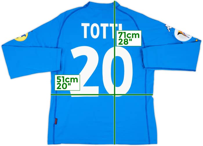 2000-01 Italy European Championship Home L/S Shirt Totti #20 - 8/10 - (XXL)