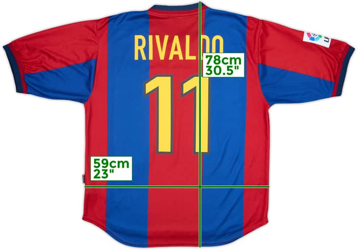 1998-00 Barcelona Home Shirt Rivaldo #11 - 9/10 - (L)
