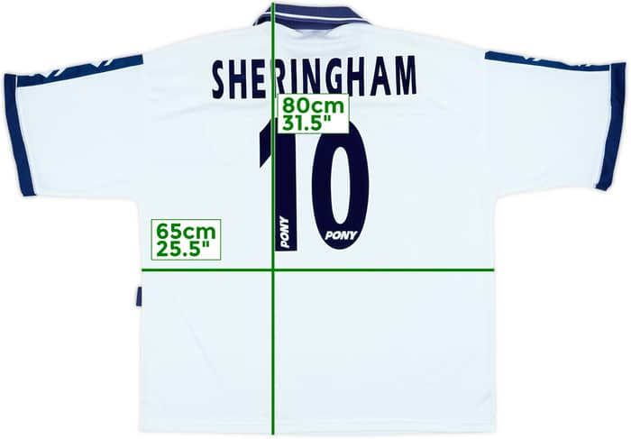 1995-97 Tottenham Home Shirt Sheringham #10 - 8/10 - (XL)