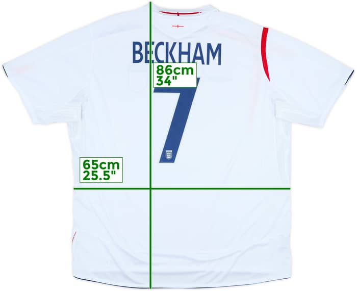 2005-07 England Home Shirt Beckham #7 - 7/10 - (3XL)