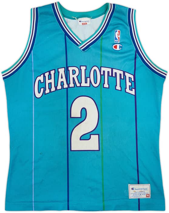 1992-96 Charlotte Hornets L.Johnson #2 Champion Away Jersey - 5/10 - (M)