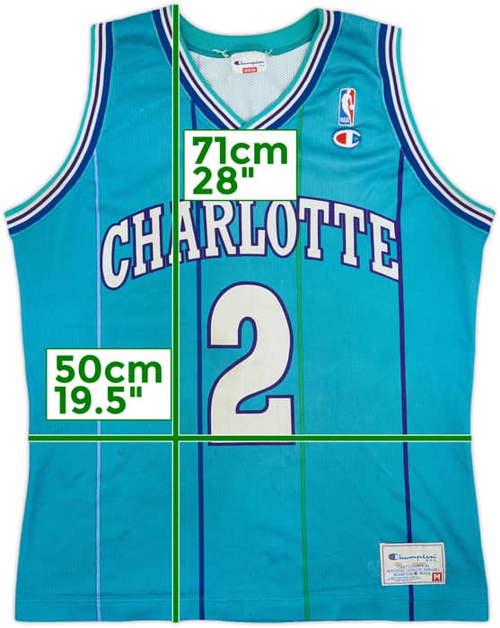 1992-96 Charlotte Hornets L.Johnson #2 Champion Away Jersey - 5/10 - (M)