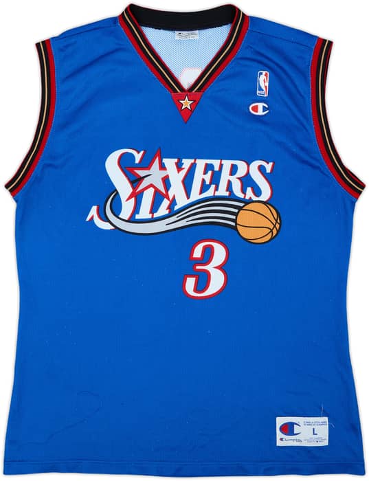 1999-00 Philadelphia 76ers Iverson #3 Champion Alternate Jersey - 7/10 - (L)