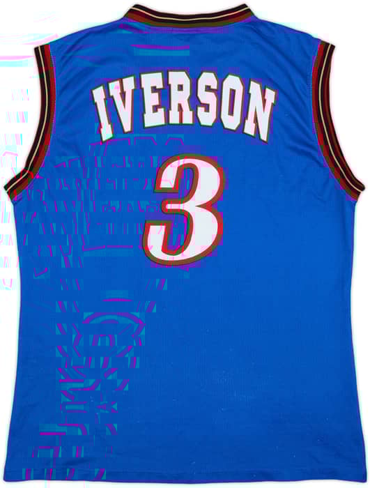 1999-00 Philadelphia 76ers Iverson #3 Champion Alternate Jersey - 7/10 - (L)