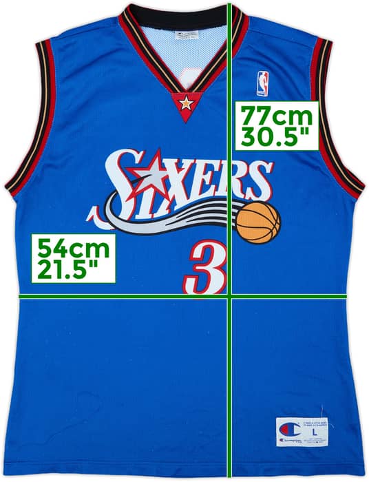 1999-00 Philadelphia 76ers Iverson #3 Champion Alternate Jersey - 7/10 - (L)