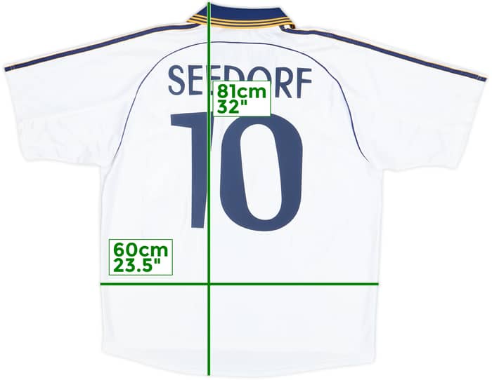 1998-00 Real Madrid Home Shirt Seedorf #10 - 8/10 - (L)