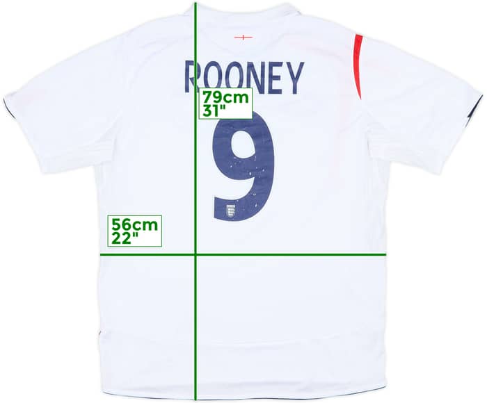 2005-07 England Home Shirt Rooney #9 - 6/10 - (XL)